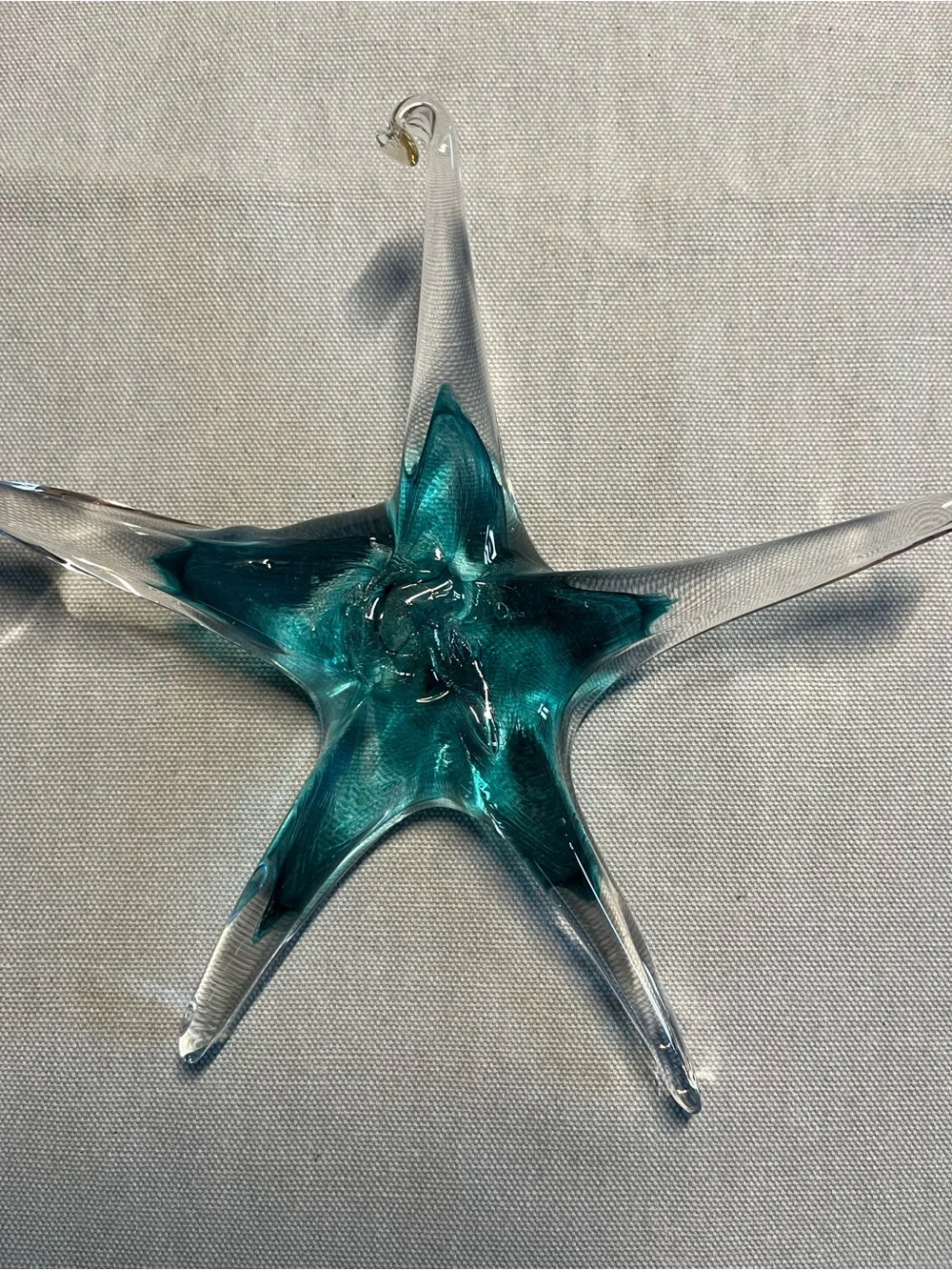 Teal Glass Starfish Decorative Accent with Gold Fleck